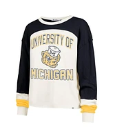 '47 Brand Women's Cream Michigan Wolverines Double Header Curve Raglan Long Sleeve T-Shirt