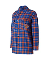 College Concepts Women's Blue/Orange New York Knicks Boyfriend Button-Up Nightshirt