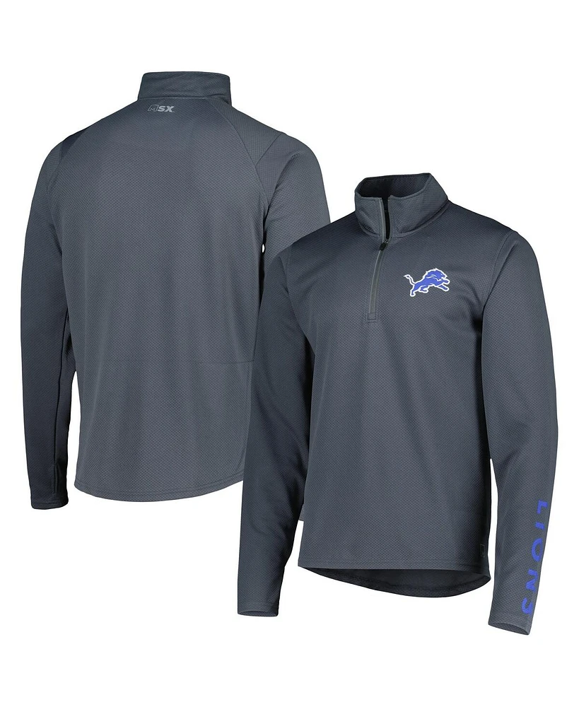 Msx by Michael Strahan Men's Charcoal Detroit Lions Half-Zip Hoodie