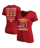 Fanatics Women's Red Kansas City Chiefs Nine-Straight Afc West Division Champions Plus V-Neck T-Shirt