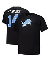 Fanatics Men's Black Amon-Ra St. Brown Detroit Lions Big Tall Player Name Number T-Shirt