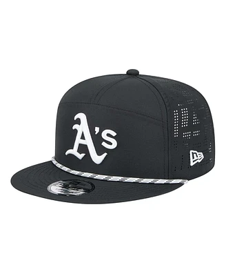 New Era Men's Black Athletics Laser Cut 9FIFTY Snapback Hat