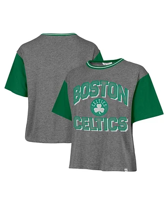 '47 Brand Women's Gray Boston Celtics Rise Clubhouse Ziggy Color Block T-Shirt