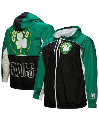 Mitchell & Ness Men's Black Boston Celtics Hardwood Classics Big Shot Premium Full-Zip Windbreaker Jacket