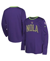 Nike Big Boys and Girls Purple New Orleans Pelicans 2024/25 City Edition Pregame Performance Long Sleeve Shooting T-Shirt