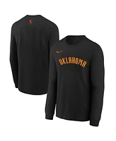 Nike Big Boys and Girls Black Oklahoma City Thunder 2024/25 Edition Wordmark Performance Long Sleeve T-Shirt