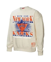 Mitchell & Ness Women's Cream New York Knicks Oversprayed Pullover Sweatshirt