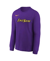 Nike Big Boys and Girls Purple Los Angeles Lakers 2024/25 City Edition Wordmark Performance Long Sleeve T-Shirt