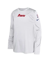 Nike Big Boys and Girls White Philadelphia 76ers 2024/25 City Edition Pregame Performance Long Sleeve Shooting T-Shirt