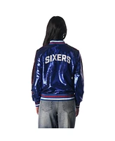 The Wild Collective Women's Royal Philadelphia 76ers Sequin Bomber Full-Zip Jacket