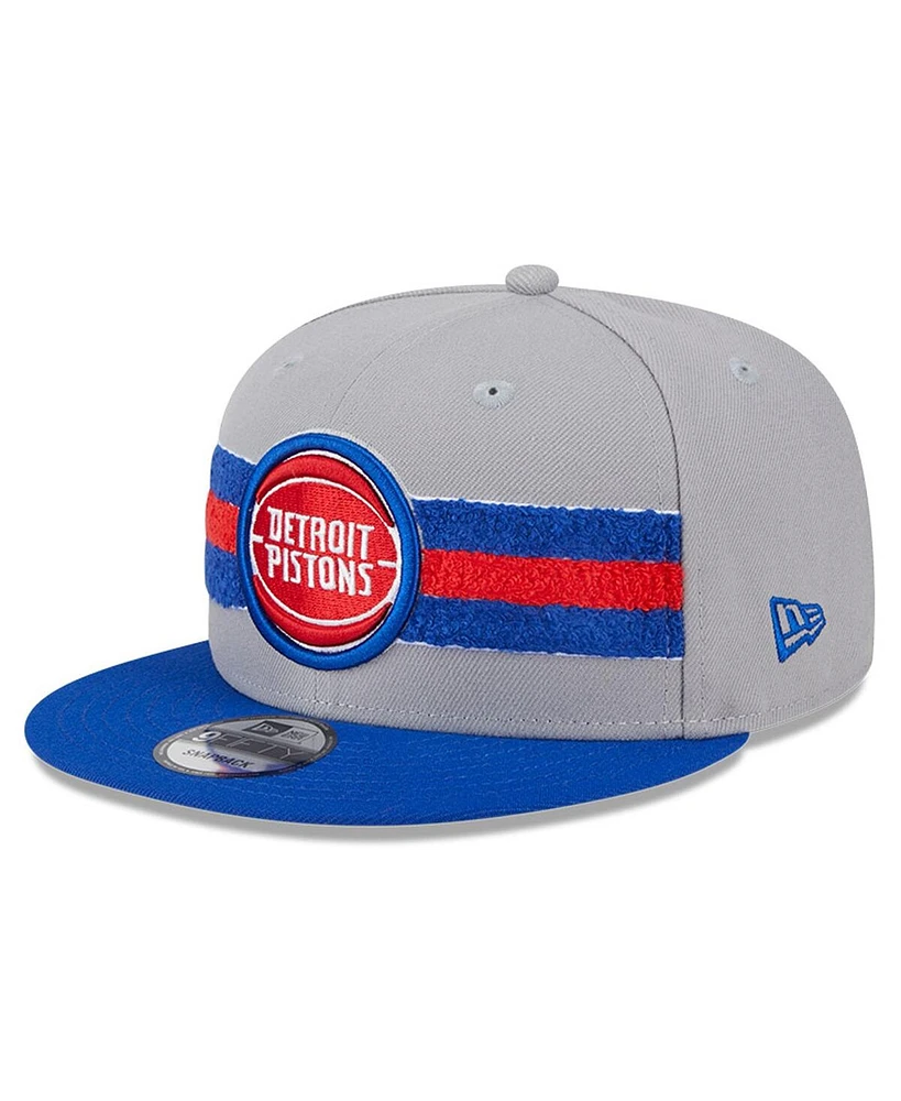 New Era Men's Gray Detroit Pistons Chenille Band 9FIFTY Snapback Hat