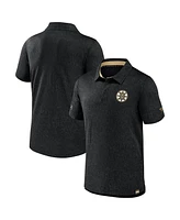 Fanatics Men's Black Boston Bruins Authentic Pro Jacquard Polo