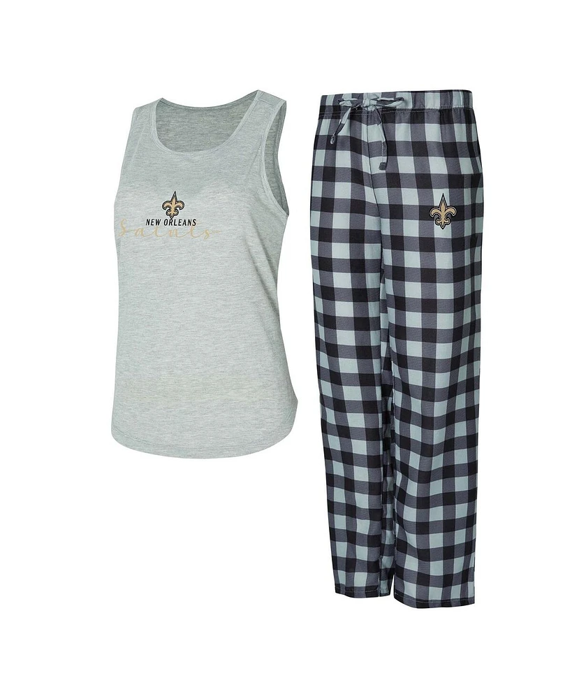 Concepts Sport Women's Gray/Black New Orleans Saints Petition Tank Top and Pants Sleep Set