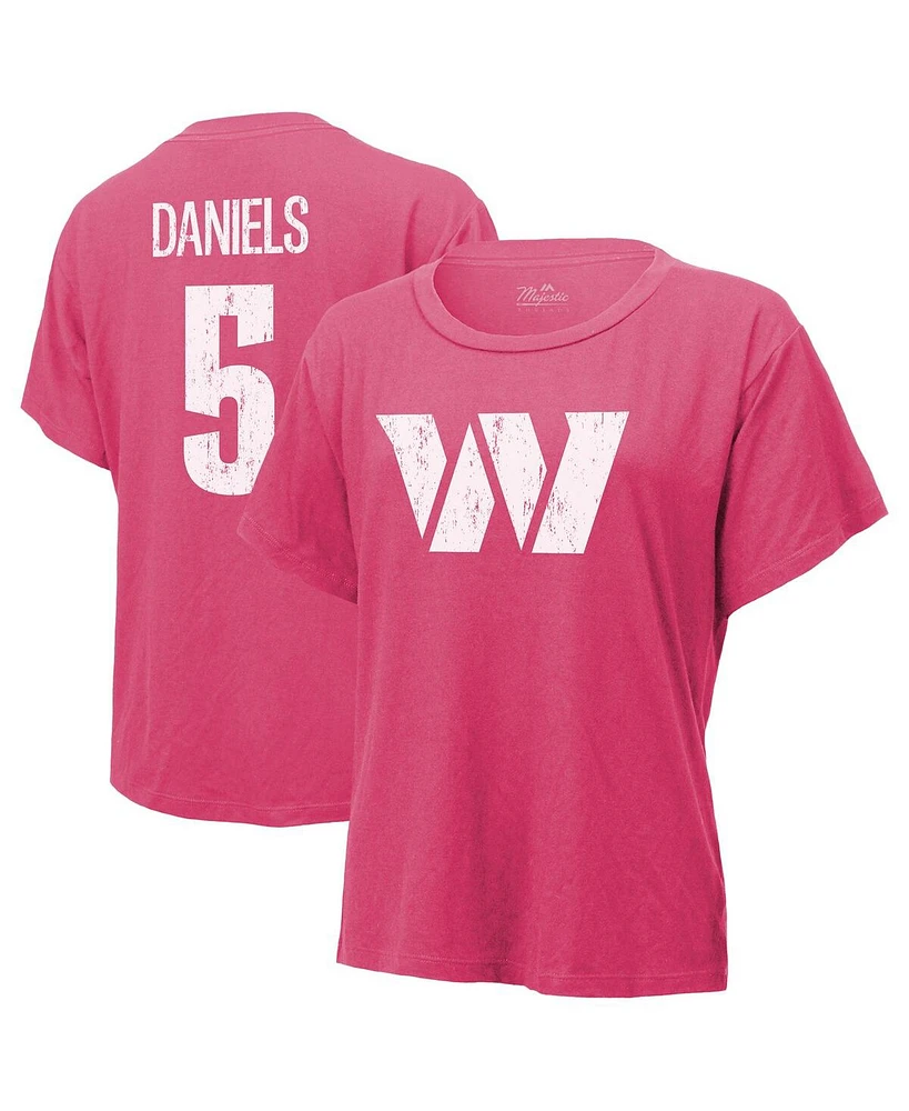 Majestic Women's Jayden Daniels Pink Washington Commanders Name Number T-Shirt