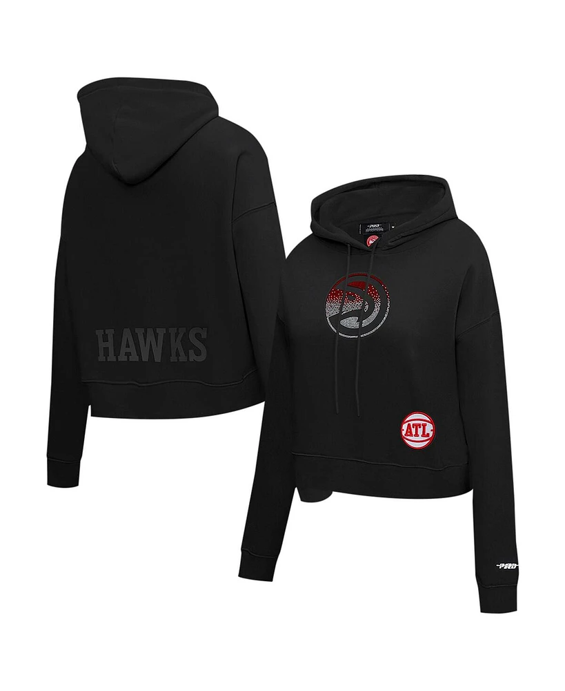 Pro Standard Women's Black Atlanta Hawks Jewels Cropped Pullover Hoodie