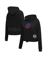 Pro Standard Women's Black Detroit Pistons Jewels Cropped Pullover Hoodie