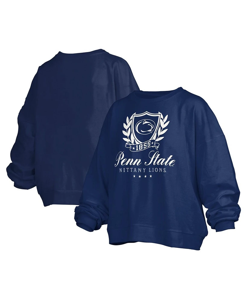 Pressbox Women's Navy Penn State Nittany Lions Big Aug Script Janice Oversized Pullover Sweatshirt