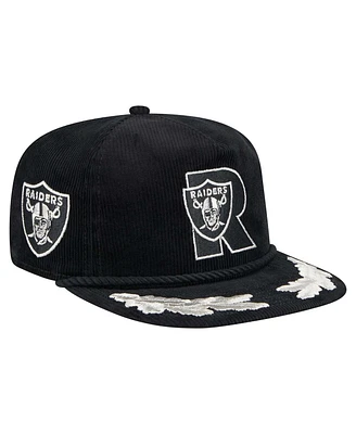 New Era Men's Black Las Vegas Raiders City Originals Corduroy Skipper Golfer Snapback Hat