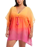 Bleu by Rod Beattie Plus Ombre Beat The Heat Caftan Swim Cover-Up