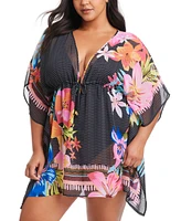 Bleu by Rod Beattie Plus Printed Sweet Escape Caftan Cover-Up