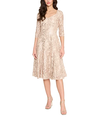 Tahari Women's Sequined Sweetheart-Neck Midi Dress