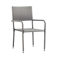 Patio Dining Chairs 4 pcs Stackable Gray Poly Rattan