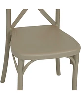 Bellemead All-Weather Plastic Crossback Dining Chair - Commercial Grade - Outdoor Use - Coffee - 2 Chairs