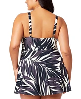 Anne Cole Plus Printed Surplice Swim Dress