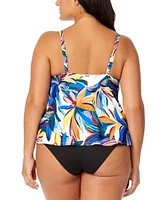 Anne Cole Plus Size Floral Print Tankini Top Bottoms