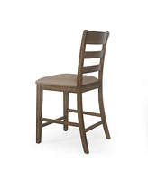 Rustic Farmhouse Upholstered Counter Stools with Natural Wood Frame, Set of 2-The Pop Home