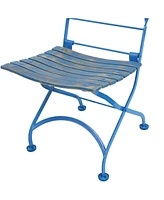 Cafe Couleur European Chestnut Wooden Folding Bistro Chair - Indoor or Outdoor Use - Blue - Set of 4