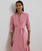 Lauren Ralph Women's Self-Belt Long-Sleeve Surplice Georgette Midi Dress