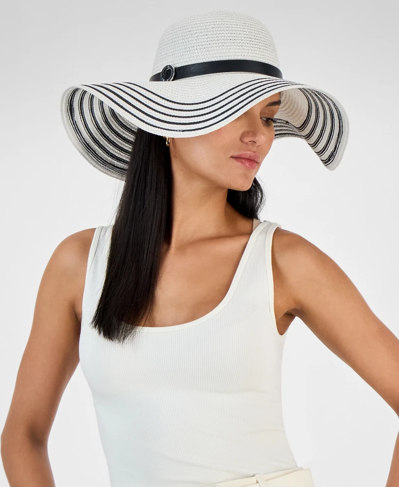 I.n.c. International Concepts Stripe-Brim Floppy Hat with Contrast Band, Exclusively at Macy's