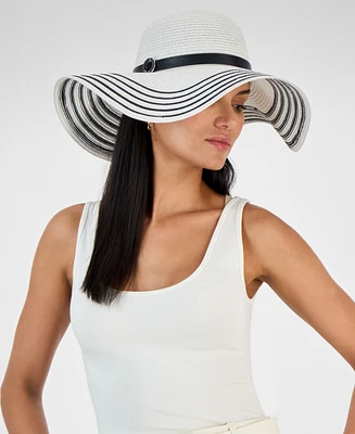 I.n.c. International Concepts Stripe-Brim Floppy Hat with Contrast Band, Exclusively at Macy's