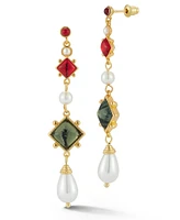 Rachel Zoe Gold Plated Gem and Pearl Drop Earrings