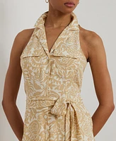 Lauren Ralph Women's Floral Crepe Sleeveless Shirtdress