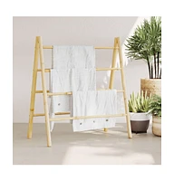 Double Towel Ladder with 4 Rungs 35.4"x19.7"x39.4" Bamboo
