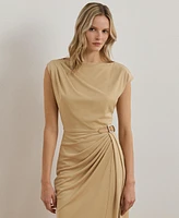 Lauren Ralph Women's Buckle-Trim Jersey Boatneck Dress