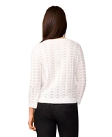 Melissa Paige Women's Pointelle-Knit Crewneck Cardigan