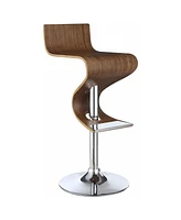 Lovmor Walnut and Chrome S-Shaped Adjustable Bar Stool