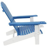All-Weather Blue/Black Outdoor Adirondack Chair with Drink Holder - Heavy Duty Hdpe Weatherproof Patio