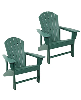 All-Weather Upright Adirondack Chair - For Patio or Yard 300-Pound Capacity 38.25-Inch Set of 2 Red