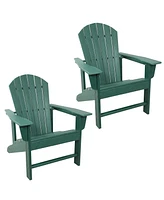 All-Weather Upright Adirondack Chair - For Patio or Yard 300-Pound Capacity 38.25-Inch Set of 2 Red