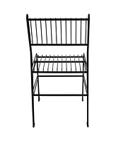 Modern Steel Wire Armless Outdoor Dining Chair - 240-Pound Weight Capacity - Black - 23.75-Inch H - Set of 2