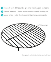 Inch Round Heavy-Duty Steel Fire Pit Grate - For Outdoor Firepits