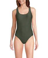 Lands' End Women's Tugless Ribbed X-Back One Piece Swimsuit