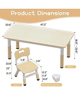 Kids Table and Chair Set, Height Adjustable Toddler Table and 4 Chairs Set for Ages 2-10, Graffiti Desktop, Non-Slip Legs, Arts & Crafts Table, Childr