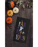 Fab-Boo-Lous Ghost Embroidered Cotton Halloween Waffle Weave Kitchen Towel