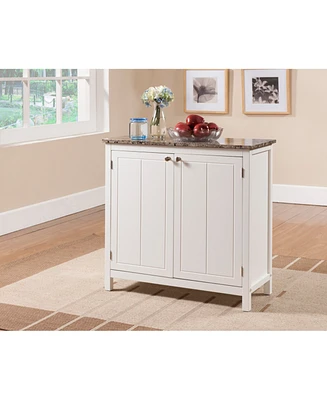 Kings Brand Furniture Janer Marble Top White Kitchen Island, White