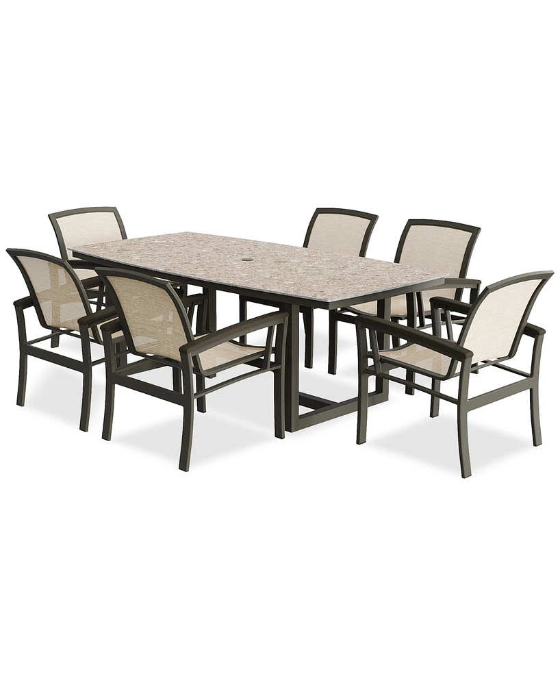 Bartow Outdoor 7-pc Dining Set (84" x 42" Rectangular Table + 6 Dining Chairs)